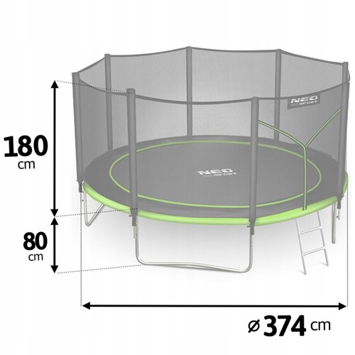 Trampolina ogrodowa NEO SPORT 12FT 374 cm