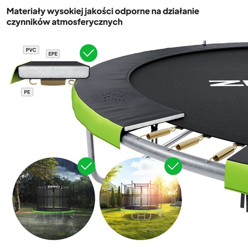 Trampolina Zipro z siatką wewnętrzną 12FT 374 cm + torba na buty