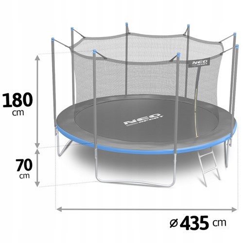 Trampolina ogrodowa NEO SPORT 14FT 435 cm z siatką wewnętrzną