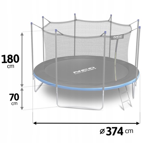 Trampolina ogrodowa NEO SPORT 12FT 374 cm z siatką wewnętrzną