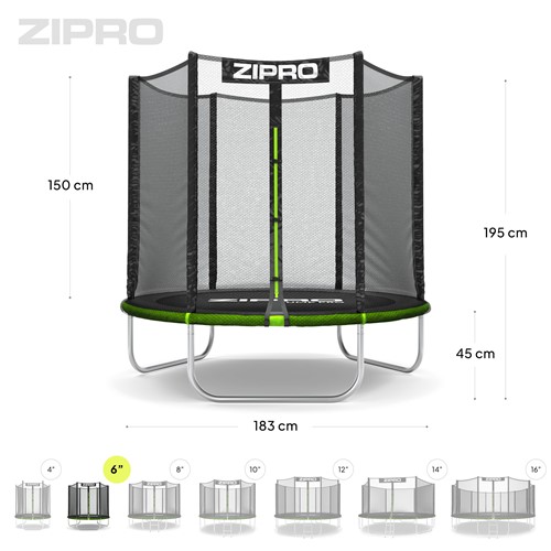 Trampolina Zipro Jump Pro z siatką zewnętrzną  6FT 183 cm 