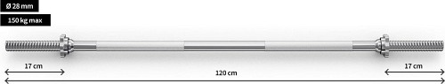 Gryf prosty Zipro 120 cm 28 mm