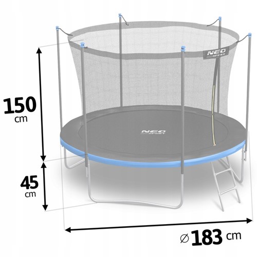 Trampolina ogrodowa NEO SPORT 6FT 183 cm z siatką wewnętrzną