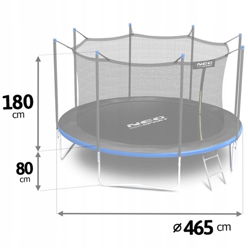 Trampolina ogrodowa NEO SPORT 15FT 465 cm z siatką wewnętrzną