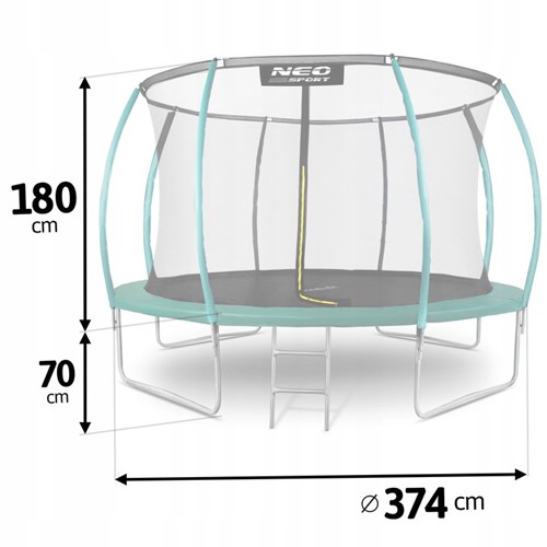 Trampolina ogrodowa profilowana NEO SPORT 12FT 374 cm